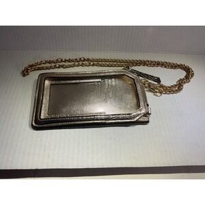 Gold Crocodile Embossed Card Holder Wallet Phone Case Chain Strap Women